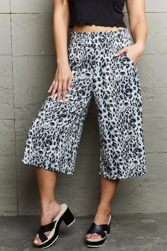 Weekend Bargains Just for You Ninexis Leopard High Waist Flowy Wide Leg Pants with Pockets