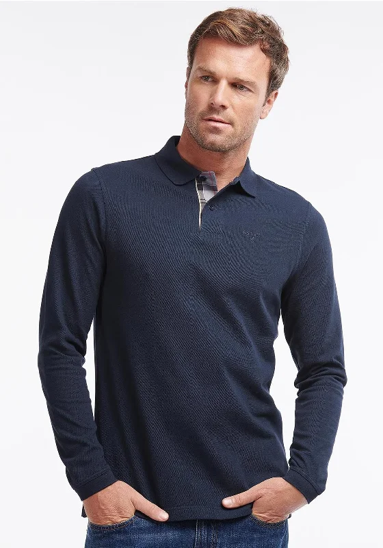 Limited Edition Barbour Mens Essential Sports Long Sleeve Polo Shirt, Navy