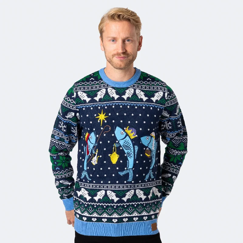 Weekend Bargains to Savor Drei weiße Fische Weihnachtspullover Herren