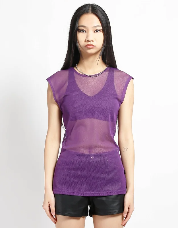 Weekend Offers That Dazzle MUSCLE TANK FISHNET PURPLE