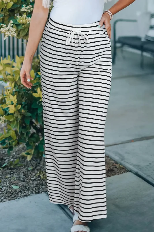 Weekend Extravaganza: Shop Now Striped Drawstring Waist Wide Leg Pants