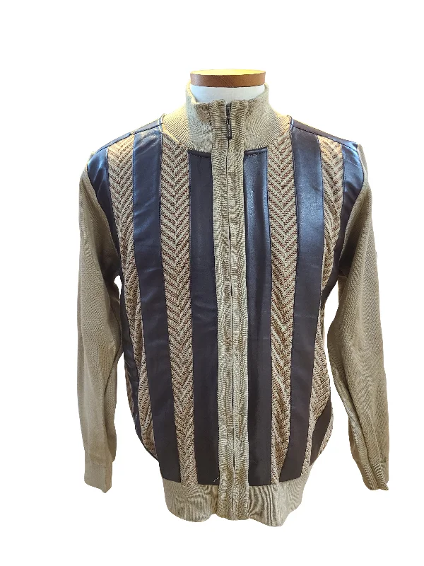 Weekend Specials You Can't Miss Bagazio Crew Neck Full Zipper PU Sweaters