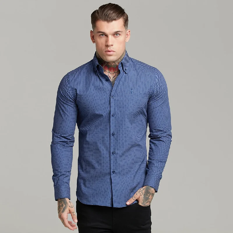Mega Sale Father Sons Classic Navy Print Button Down - FS606 (LAST CHANCE)