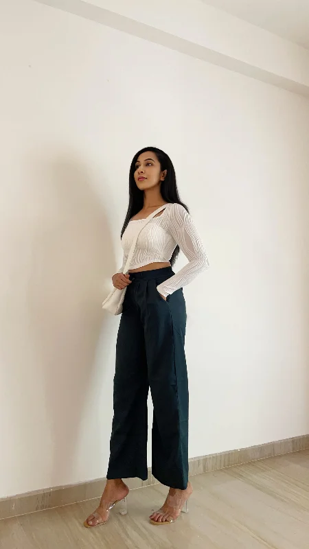 Online Exclusive Dark Green korean pleated pants