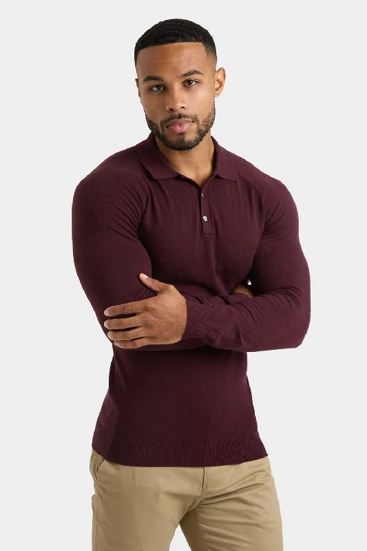 Great Deals Knitted Polo Shirt in Wine