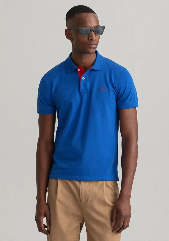 Big Savings Gant Contrast Pique Collar Polo Shirt, Lapis Blue