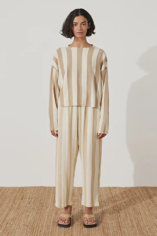 Weekend Discounts to Love Natural Stripe Cotton Pant