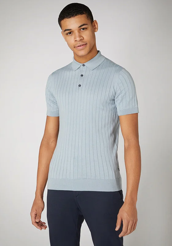 Value Deals Remus Uomo Slim Fit Fine Knit Polo Shirt, Blue
