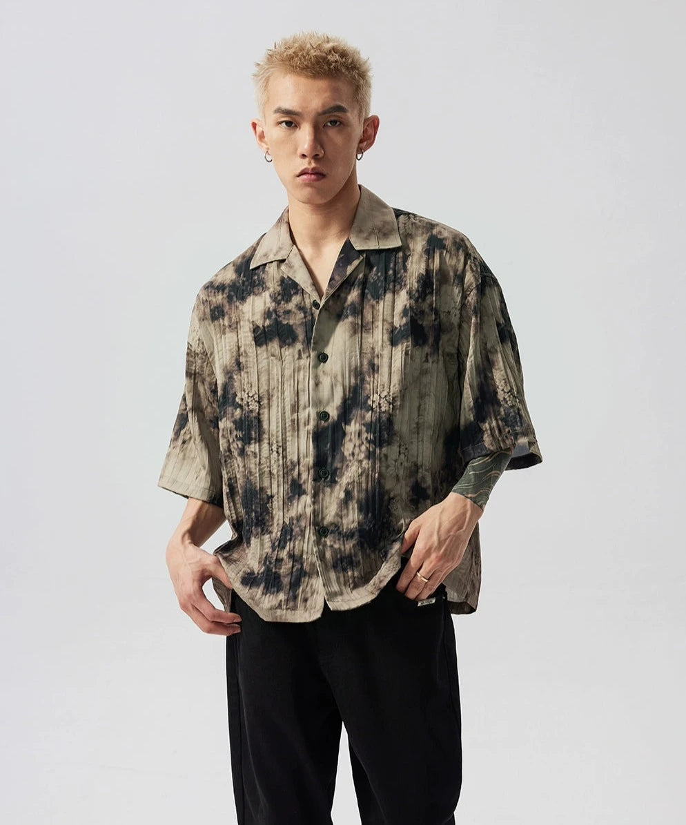 Weekend Bargains to Snag Abstract Print Tie-Dye Oversized Button-Up Shirt
