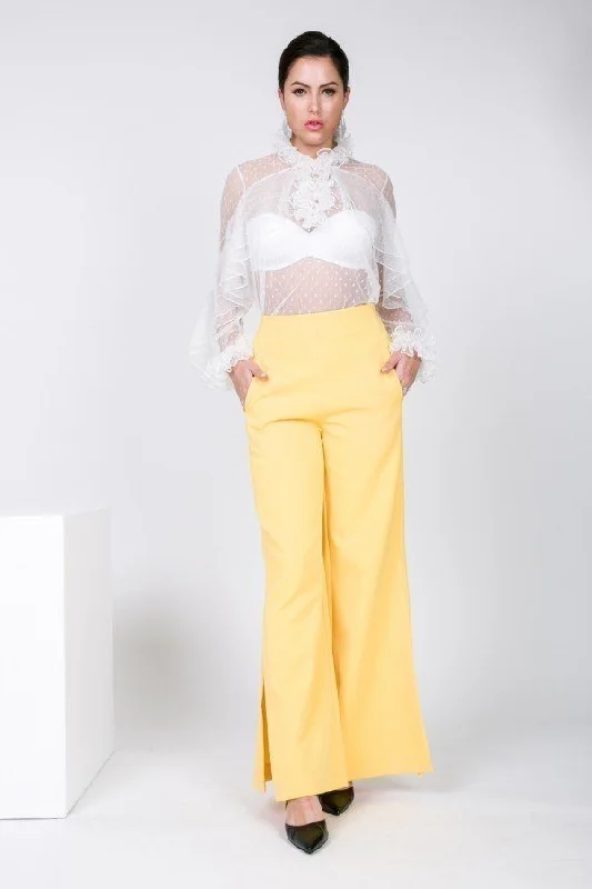 Weekend Discounts to Celebrate Side Slit Detail Wide Leg Pants