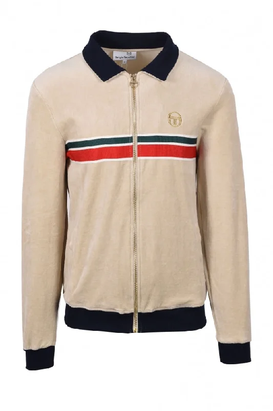 Super Bargain Sergio Tacchini Men's Spencer Velour Track Top Pelican Maritime Blue