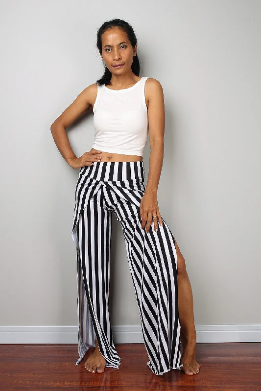 Special Offer Striped pants / Black and white yoga pants / long black striped pants / Split pants : Urban Chic Collection Special Offer Striped pants / Black and white yoga pants / long black striped pants / Split pants : Urban Chic Collection