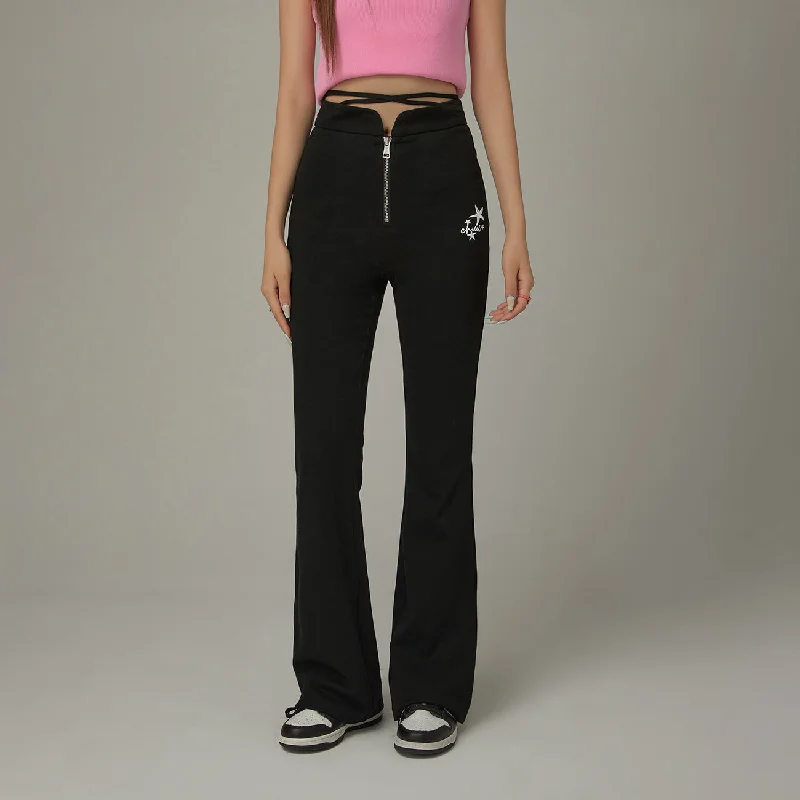 Weekend Deals That Excite Logo Star Bootcut Zipper Pants