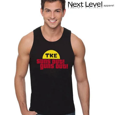 Quick Deals Suns Out Guns Out Printed Fraternity Tank - Next Level 3633 - CAD