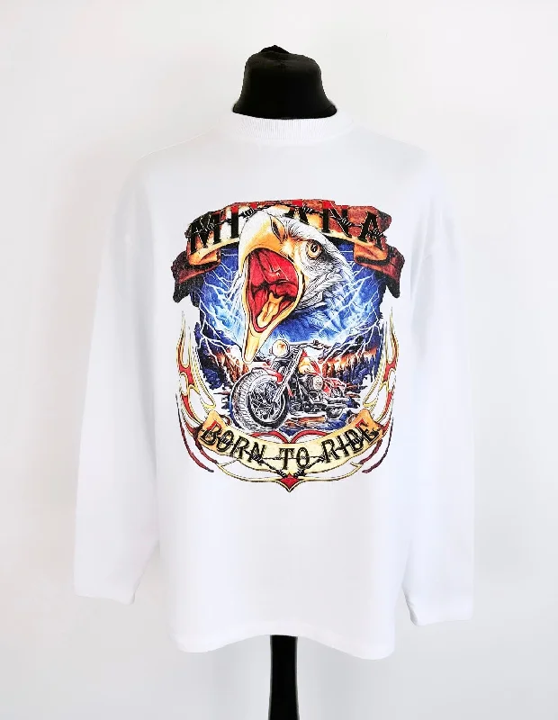 Unmissable Sale White Heavyweight Eagle Long Sleeve T-shirt.