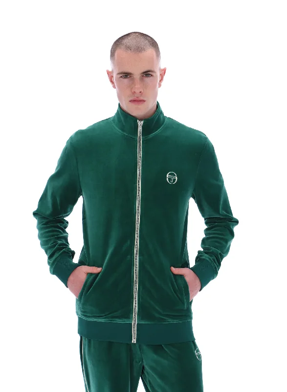 Midnight Sale Sergio Tacchini Men's Eddie Velour Track Top Evergreen