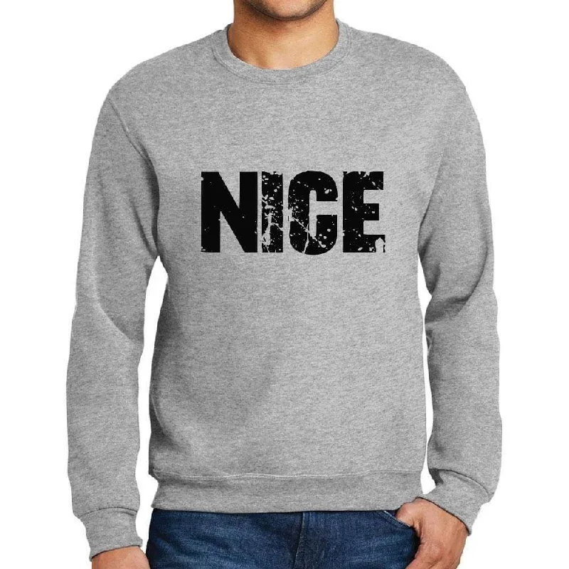 Extra Discounts Men's Printed Graphic Sweatshirt Popular Words NICE Grey Marl
