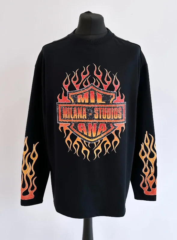 Best Seller Black Harley Heavyweight Long-sleeve T-shirt.
