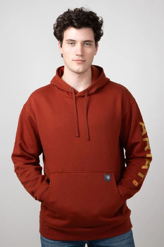 Great Deal Ariat Rebar Graphic Hoodie for Men in Burnt Henna | 10052865-BURNTHENNA