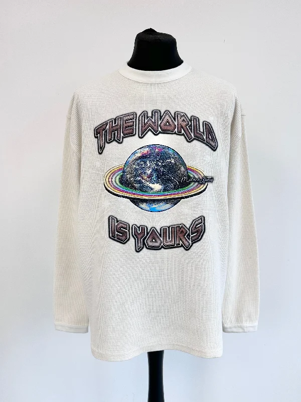 Massive Savings Cream Waffle Heavyweight Planet Long Sleeve.
