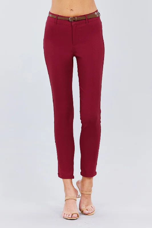 Weekend Bargains Galore Belted Textured Long Pants