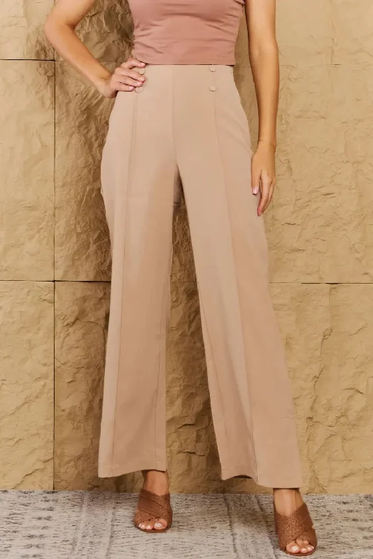 Unmissable Offer Hyfve Pretty Pleased High Waist Pintuck Straight Leg Pants in Camel