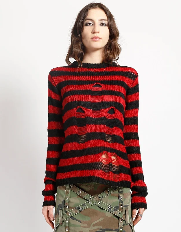 Take Advantage RAG STRIPE SWEATER RED