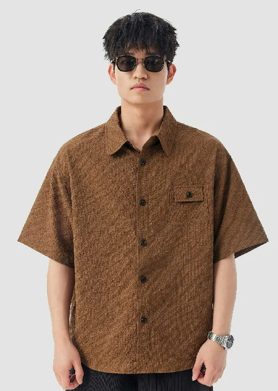 Buy Now Boxy Textured Button-Up Shirt with Chest Pocket