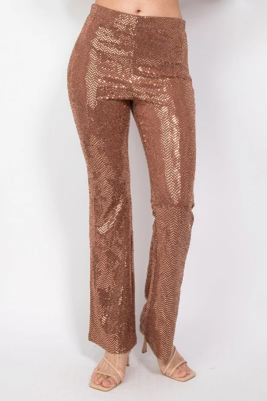 Weekend Offers That Excite Sequined Fit & Flare Midrise Pants