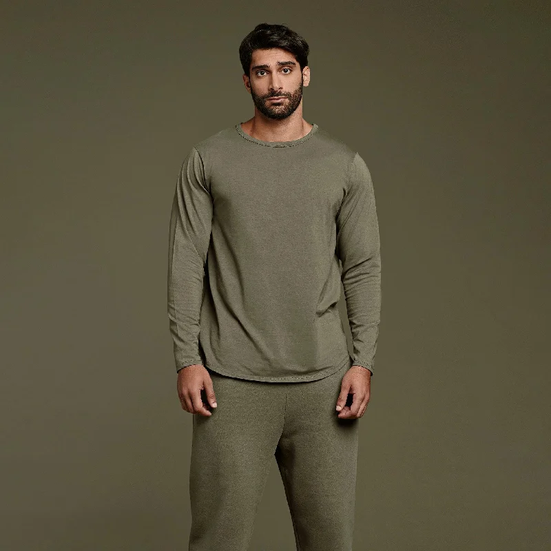 Weekend Offers That Sizzle Long Sleeve Curved Hem T-Shirt | Olive