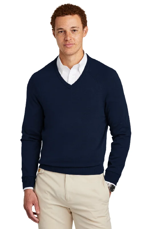 Discount Deals Brooks Brothers Mens Long Sleeve V-Neck Sweater - Navy Blue