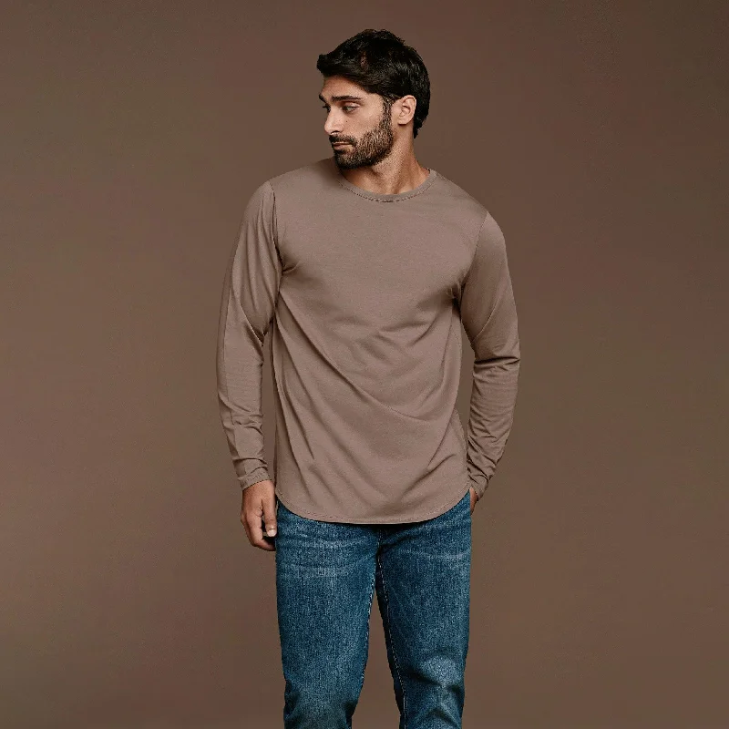 Weekend Specials to Cherish Long Sleeve Curved Hem T-Shirt | Mocha