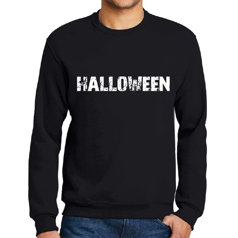 Super Savings Men's Printed Graphic Sweatshirt Popular Words HALLOWEEN Deep Black