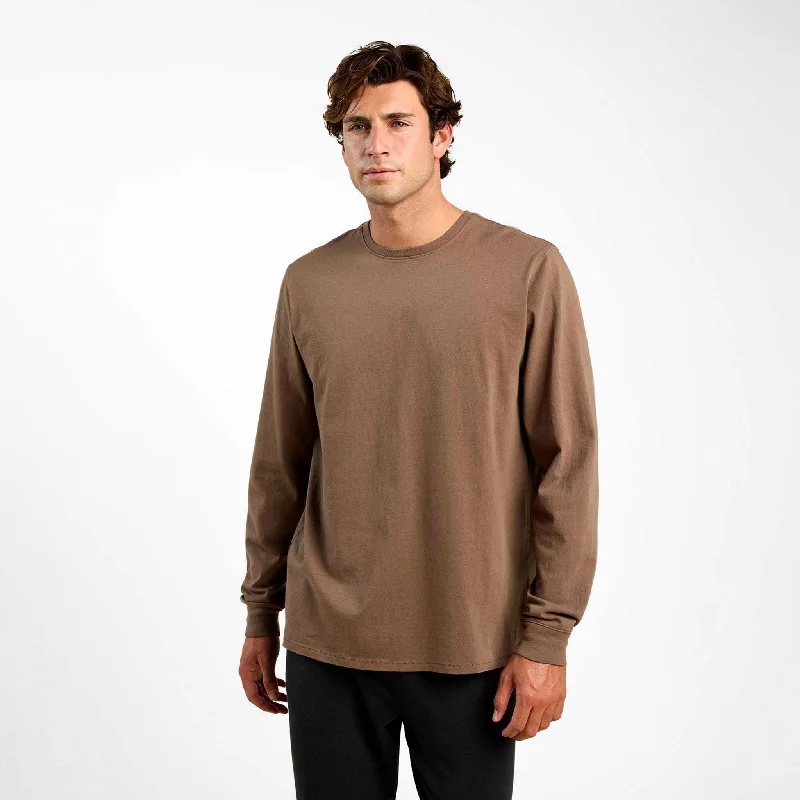 Huge Savings Vintage Cotton Men's Long Sleeve Everyday T-Shirt | Mocha