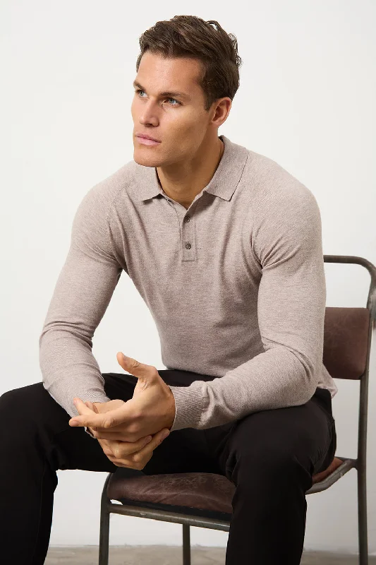 Loyalty Reward Knitted Polo Shirt in Wheat