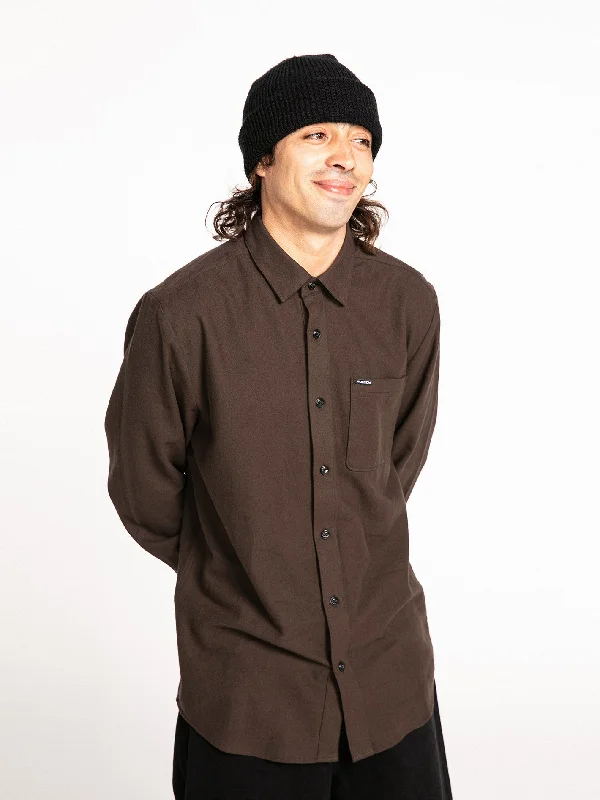Exclusive Preview Caden Solid Long Sleeve Shirt - Dark Brown
