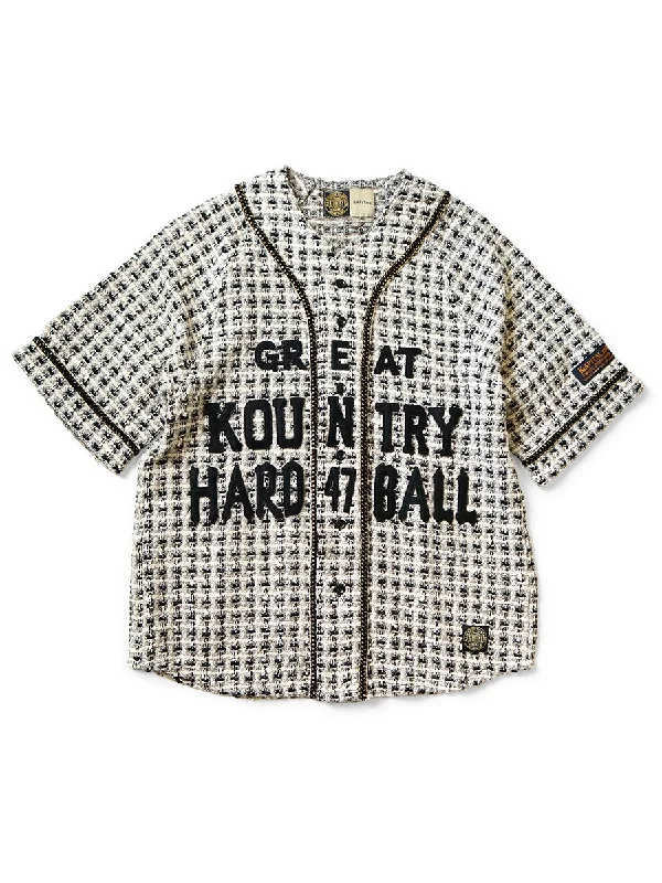 Midnight Sale Kapital - Fancy Tweed GREAT KOUNTRY Baseball Shirt - White
