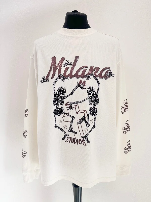 Sale Alert Cream Skeleton Heavyweight Long-sleeve T-shirt.