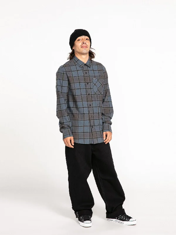 Blowout Sale Caden Plaid Long Sleeve Flannel - Marina Blue