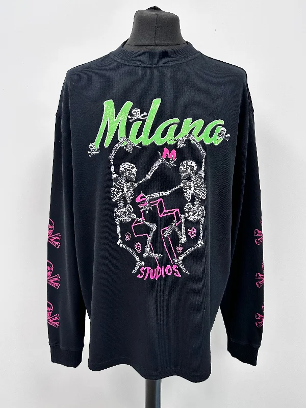 Price Slash Black Skeleton Heavyweight Long-sleeve T-shirt.