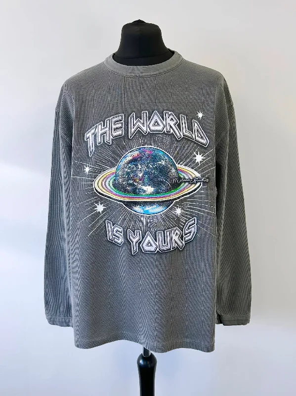 Pay Less Washed Charcoal Waffle Heavyweight Planet Long Sleeve.