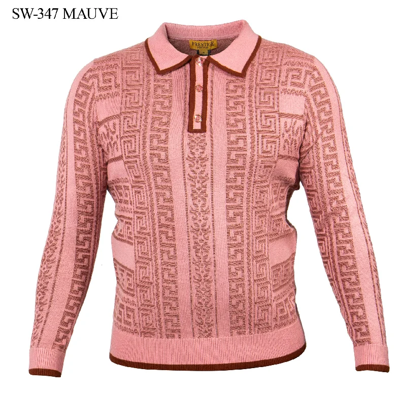 Customer Appreciation Sale L/S Solid 2 Tone Polo Sweater | Mauve