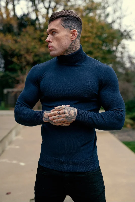 Special Buy Father Sons Classic Navy Roll Neck Merino Wool Knitted Jumper With FS Embroidery - FSN011 Special Buy Father Sons Classic Navy Roll Neck Merino Wool Knitted Jumper With FS Embroidery - FSN011