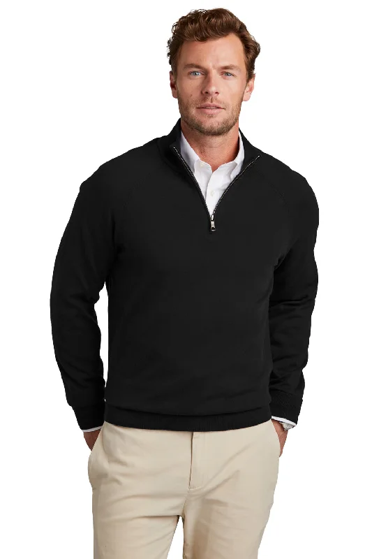 Bonus Savings Brooks Brothers Mens Long Sleeve 1/4 Zip Sweater - Deep Black
