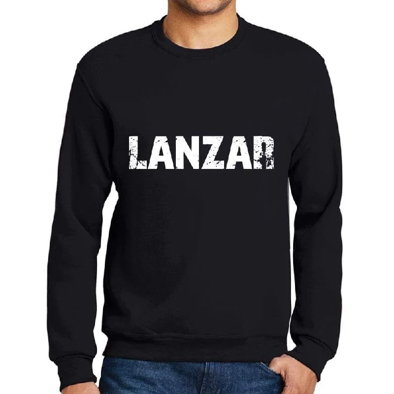 Special Savings Men's Printed Graphic Sweatshirt Popular Words LANZAR Deep Black