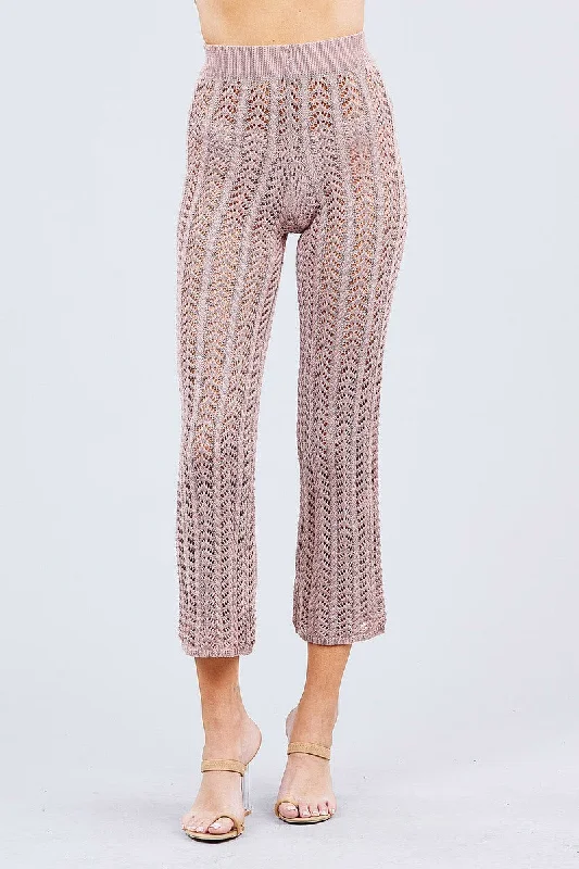 Take Action Flare Long Fishnet Sweater Pants
