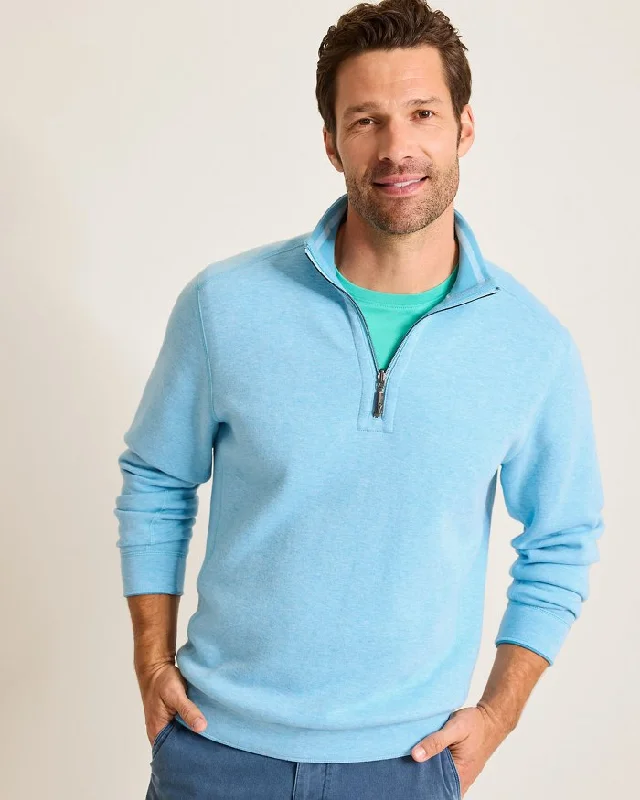 Price Blitz Tommy Bahama New Flip Coast Half Zip Sweater - Banff Blue Heather