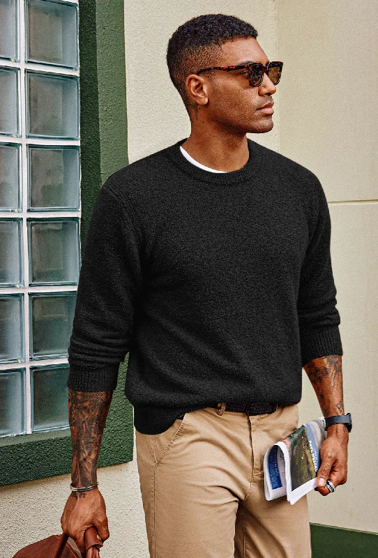 Weekend Offers That Tempt Men Ribbed Cuff Sweater Long Sleeve Crew Neck Pullover Knitwear