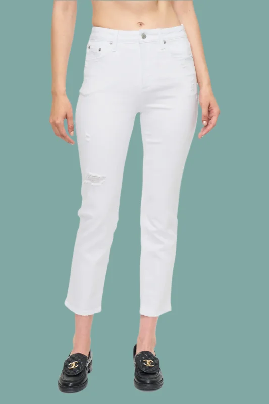 Weekend Savings Spectacular Monroe High Rise Cigarette Crop Jean - Seashell Distressed