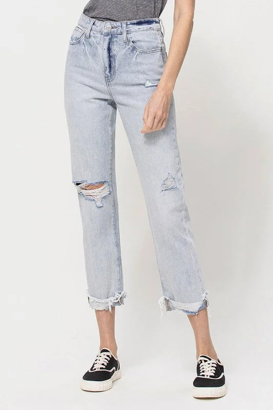 Low Price Vervet By Flying Monkey Super High Relaxed Cuffed Straight Jean